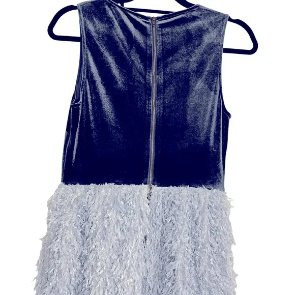 Sunday In Brooklyn Anthropologie Feather Grey Blue Velvet Sleeveless Dress S - Picture 5 of 11